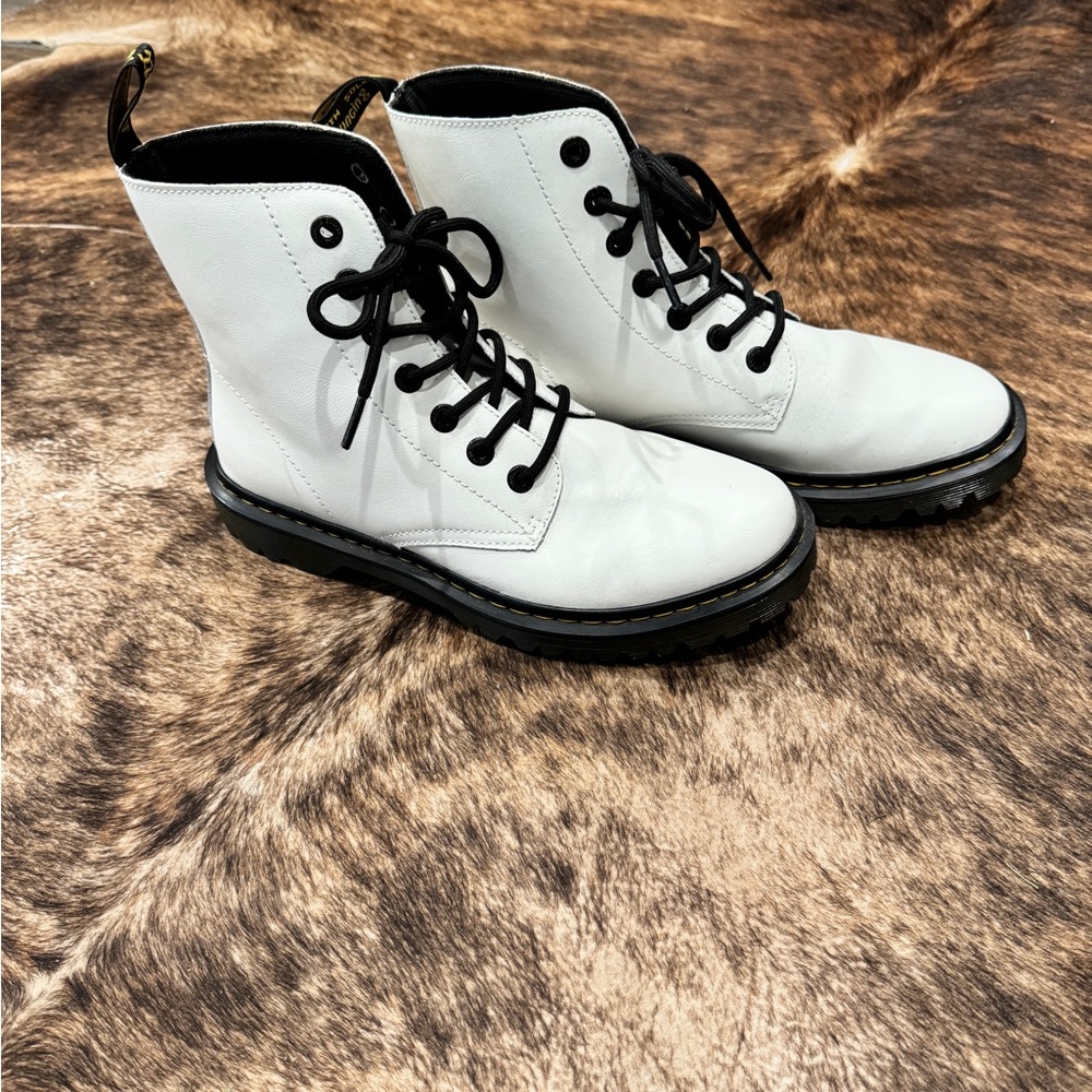 Dr. Martens White Leather Combat Boots